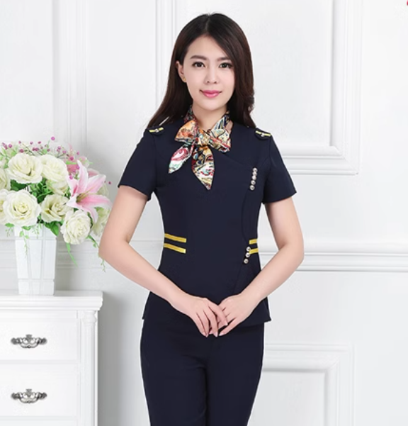 ชุดแอร์โอสเตส ชุดพนักงานนวดสปา ชุดพนักงานต้อนรับ NL6706004 กรมท่า ชมพูสด S-3XL