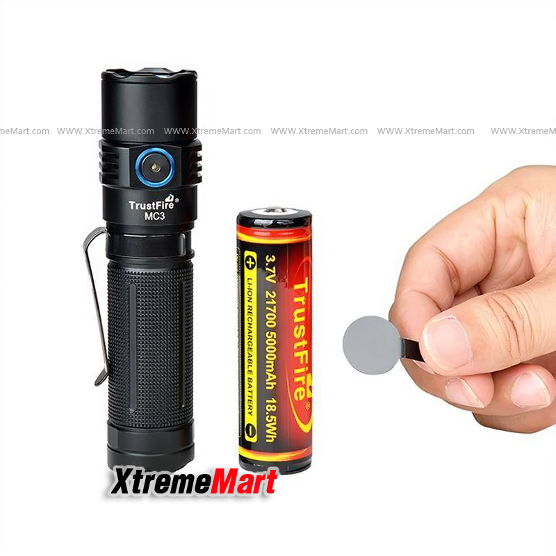 ไฟฉาย TrustFire MC3 Mini Flashlight 2500 lumens flashlight Magnetic-Charging torch with 21700 battery (ชุดละ)