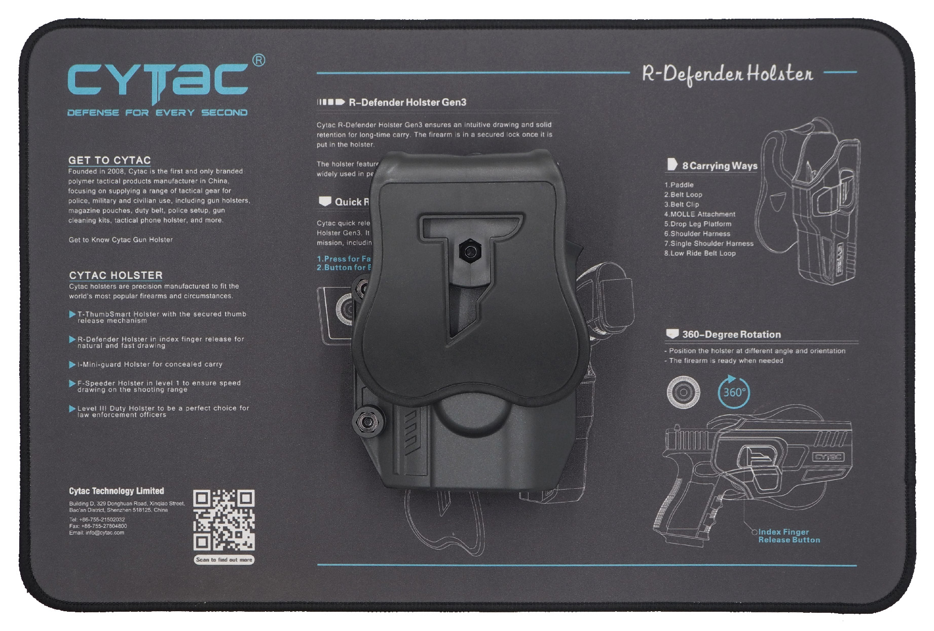 CYTAC thailand ซองพกนอกปลดล็อคนิ้วชี้ Mega-Fit ติดไฟฉาย ( Mega-Fit Light Holster )