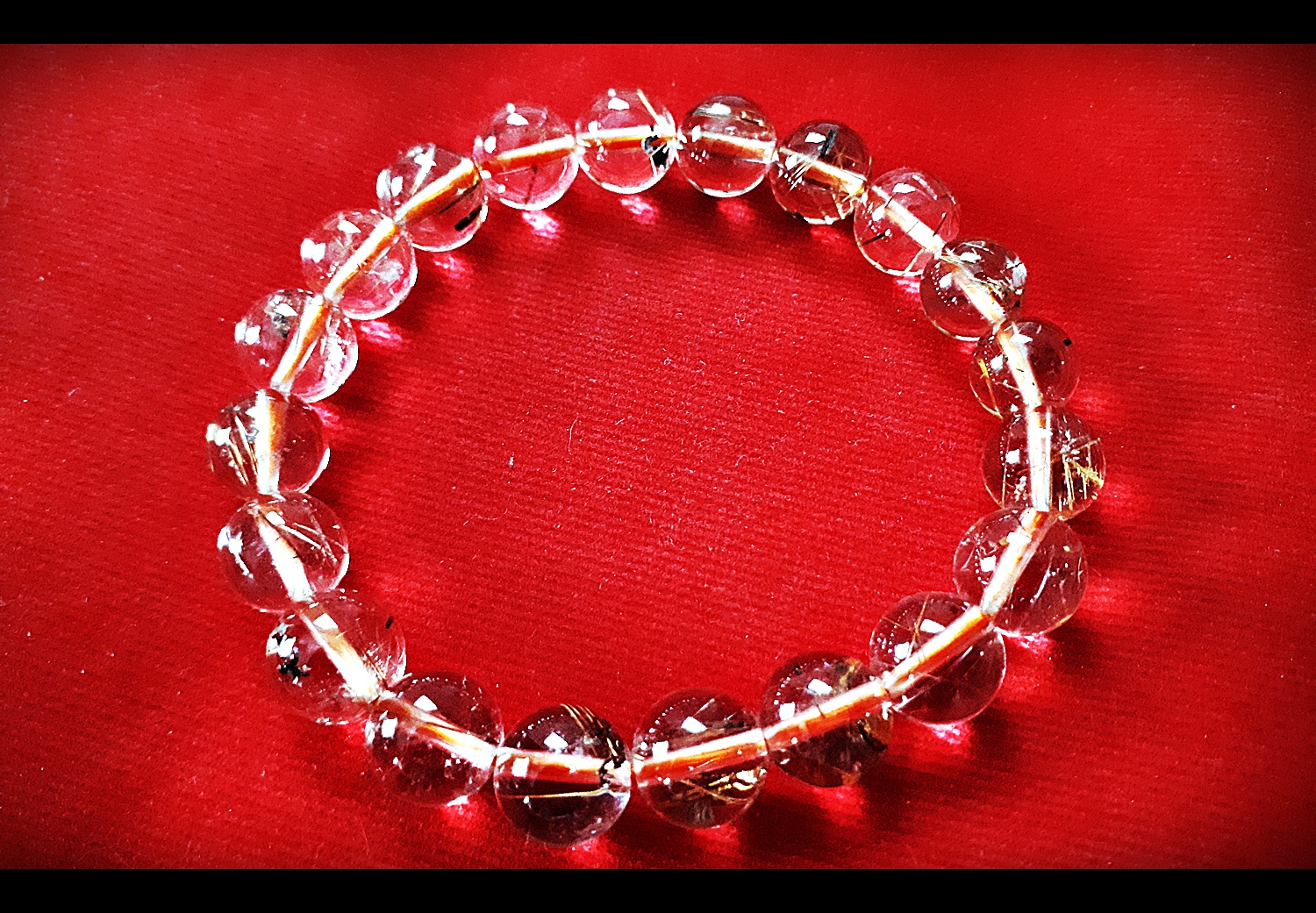 สร้อยข้อมือ ประคำกำไล หินควอตซ์ไหมทอง แท้๑๐๐% ( Golden Rutile Quartz ) - (เข้าพิธีแล้ว)