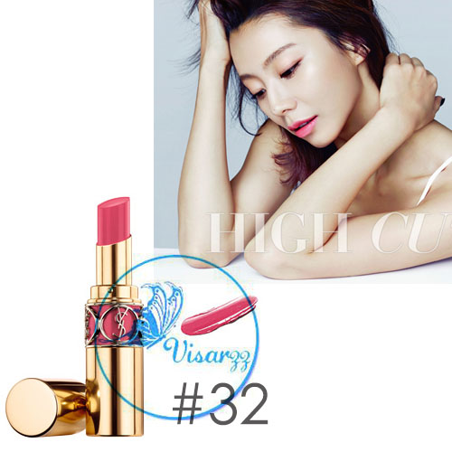 YSL Rouge Volupte Shine # 32 Pink Independant ลิปสติกรุ่นใหม่ล่าสุด ให้ปากดูแวววาวชุ่มชื้น อิ่มเอิบ สุขภาพดี