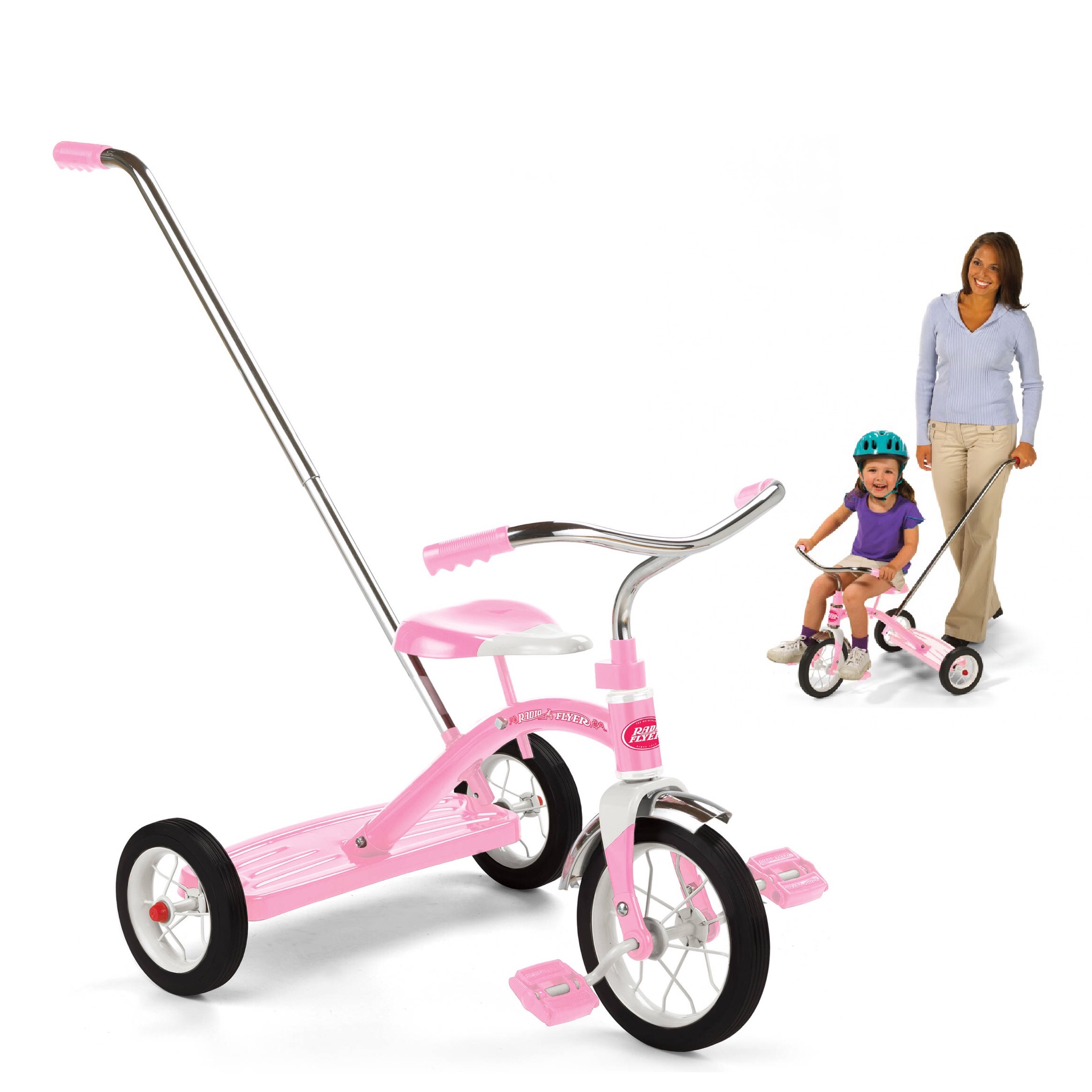 จักรยานสามล้อพร้อมด้ามผลักจูง Radio Flyer Classic Tricycle with Push Handle (Pink)