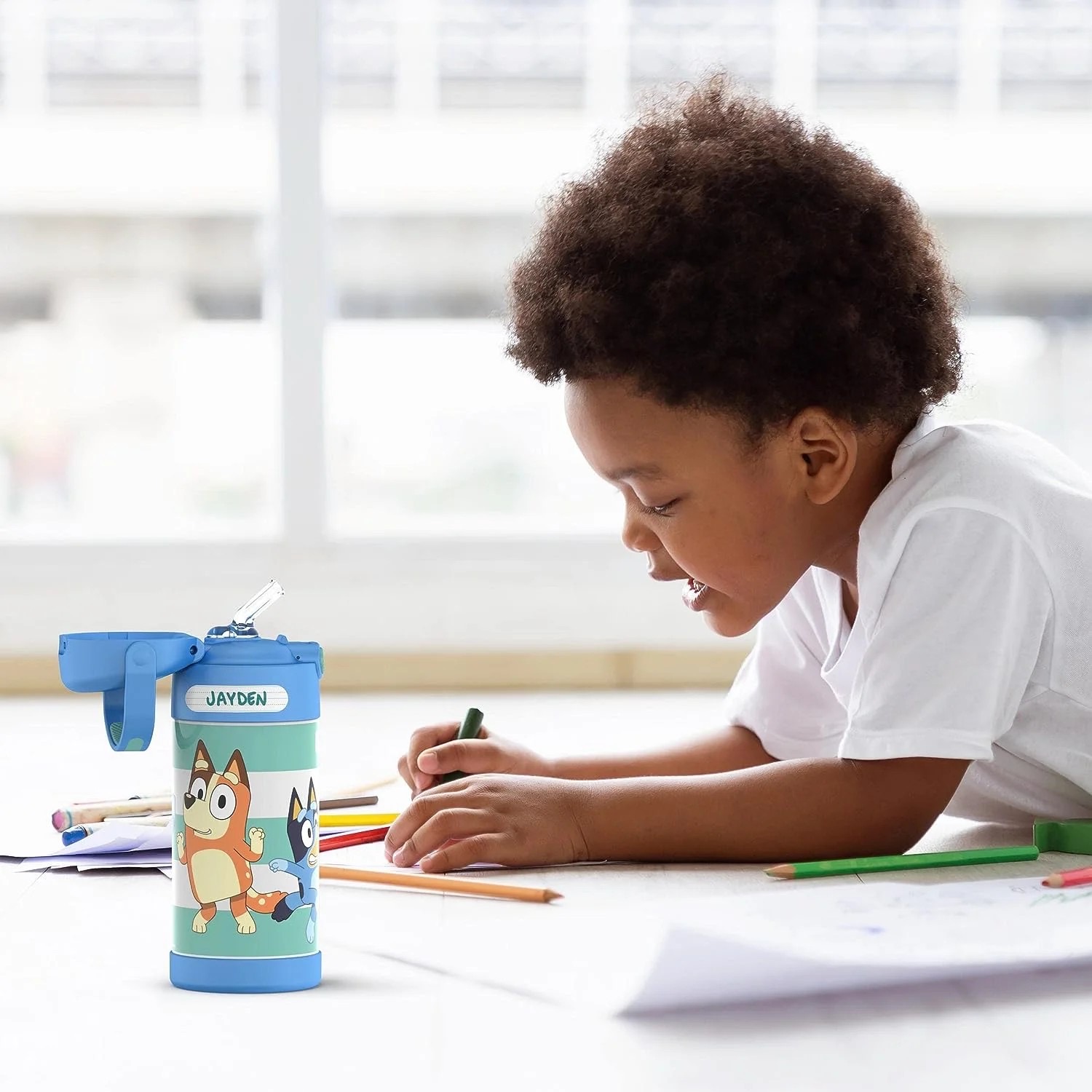 กระติกน้ำสเตนเลสรักษาอุณหภูมิ Thermos Bluey FUNtainer Vacuum Insulated Stainless Steel Bottle 12OZ with Bali Handle