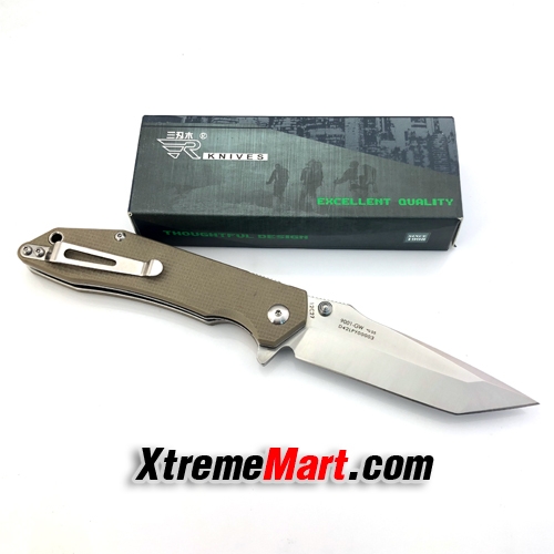 มีดพับ Sanrenmu 9001-GW ด้ามจับ G10 ใบมีด Tento Liner Lock Stainless Steel Folding Knife (สีน้ำตาล)