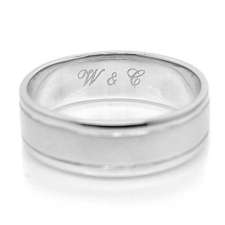 Wedding Man Ring แหวนหมั้นชาย เลเซอร์อักษรย่อชื่อบ่าวสาว ด้านในแหวน ทองชุบทองคำขาว หนัก 9.15 กรัม ขนาดแหวน #64 หน้ากว้างแหวน 7 มิล