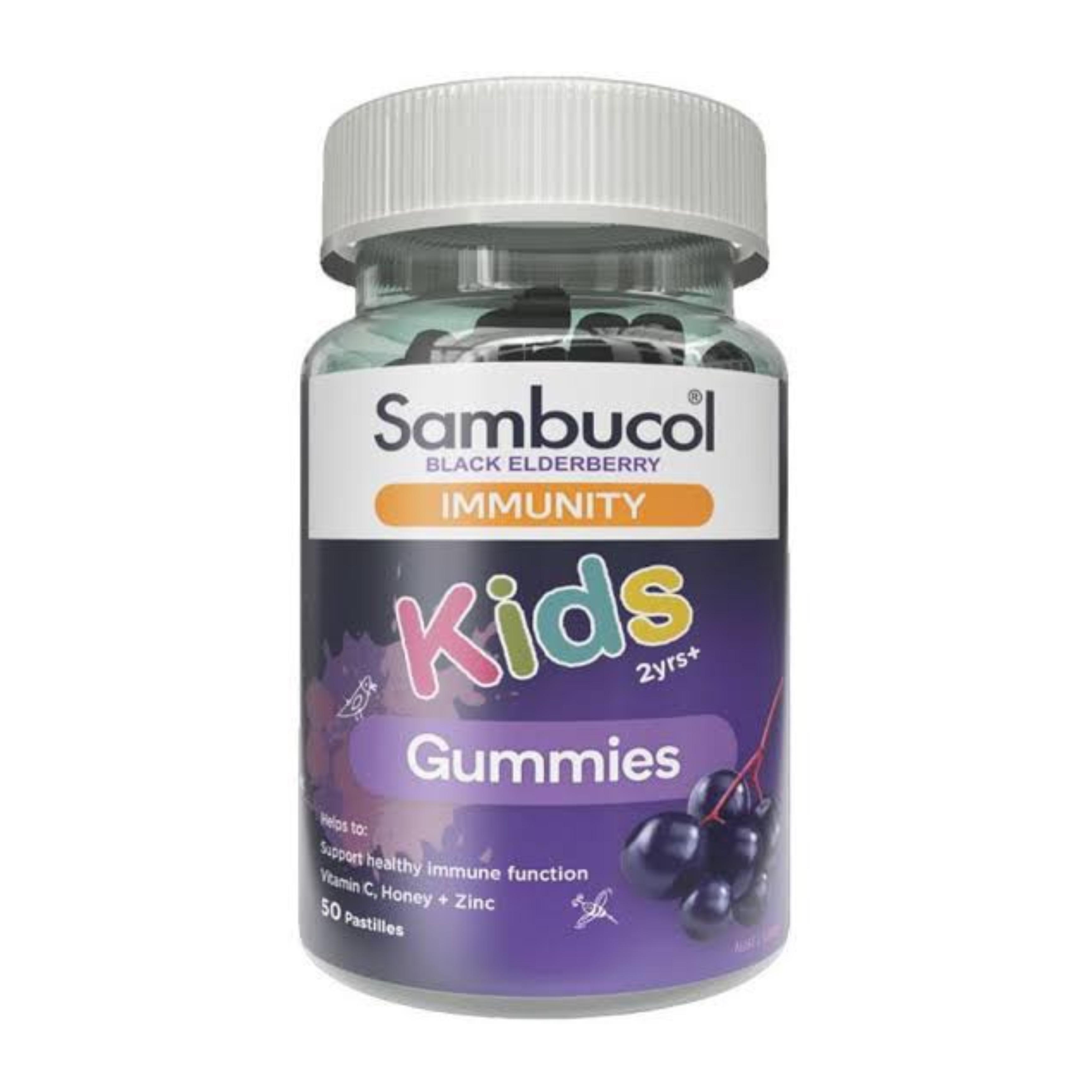วิตามินเสริมสร้างภูมิคุ้มกันแบบเคี้ยวหนึบแสนอร่อย Sambucol Black Elderberry Immunity - Kids Gummies (50 Gummies)
