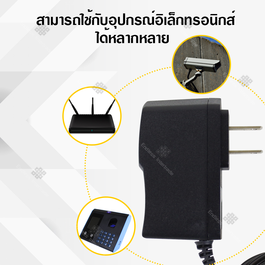 Elit อะแดปเตอร์แปลงไฟ อย่างดี (Adapter) 12V 1A หม้อแปลง สำหรับกล้องวงจรปิดหรืออุปกรณ์อิเล็กทรอนิกส์ สายยาว90cm ทนทาน จ่ายไฟสเถียร แอมป์เต็ม100%