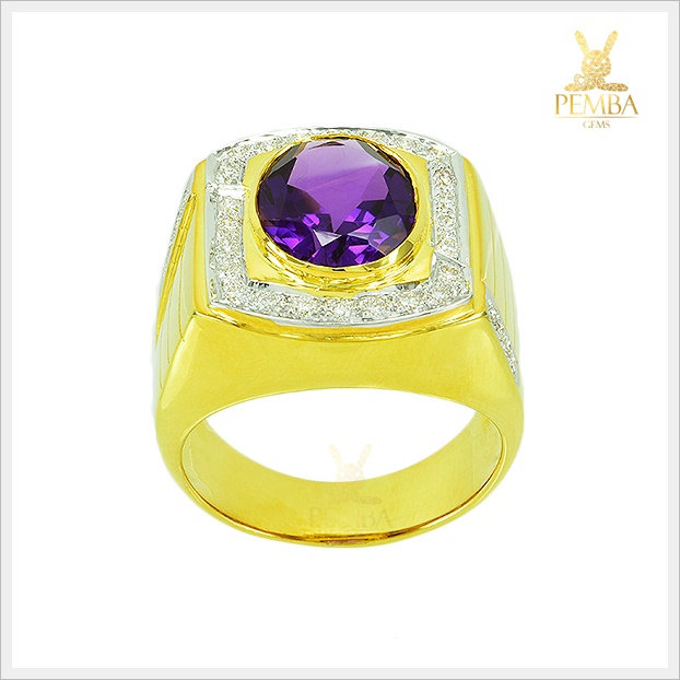 แหวนพลอยอเมทิสต์แท้ ทองแท้(สามารถสั่งทำได้ค่ะ)