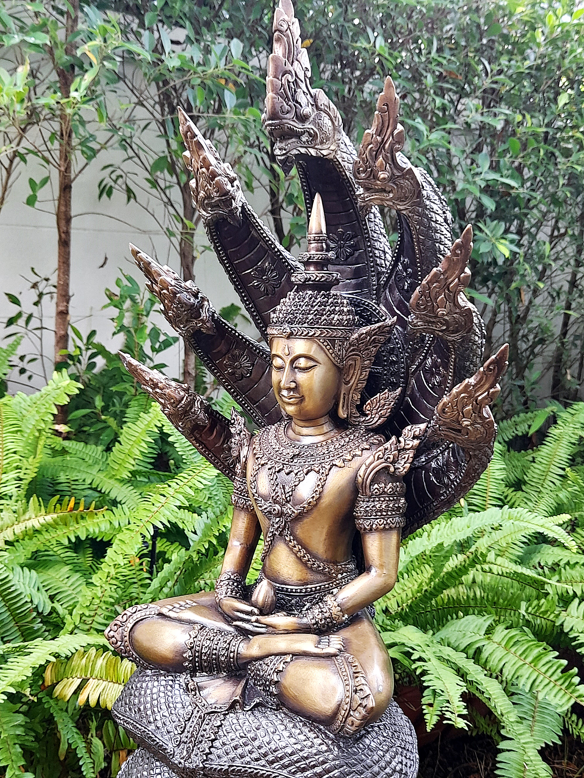 รูปหล่อ พระนาคปรก(พระไภษัชยคุรุพุทธเจ้า) ฐาน3ชั้น ปาง สมาธิทรงเครื่อง พระจักรพรรดิ พญานาคปรก7หัว เนื้อทองเหลือง (ขนาดใหญ่ตั้งบูชา หน้าตัก9นิ้ว สูง26นิ้ว) ปี2564 #รับประกันแท้ (จัดสร้างน้อยเพียง60องค์)