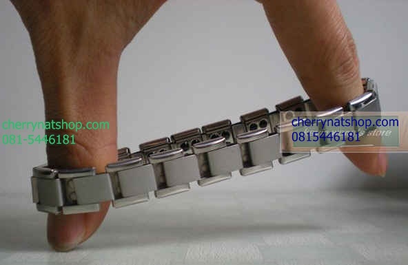 พร้อมส่งสร้อยข้อมือไทเทียม แร่Germaniumรุ่น A ขอบเงิน