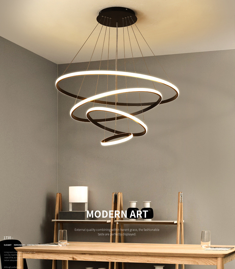 โคมไฟแขวนเพดานทรงวงแหวนกลม LED สไตล์โมเดิร์นปรับเอียงได้ [C-8821]