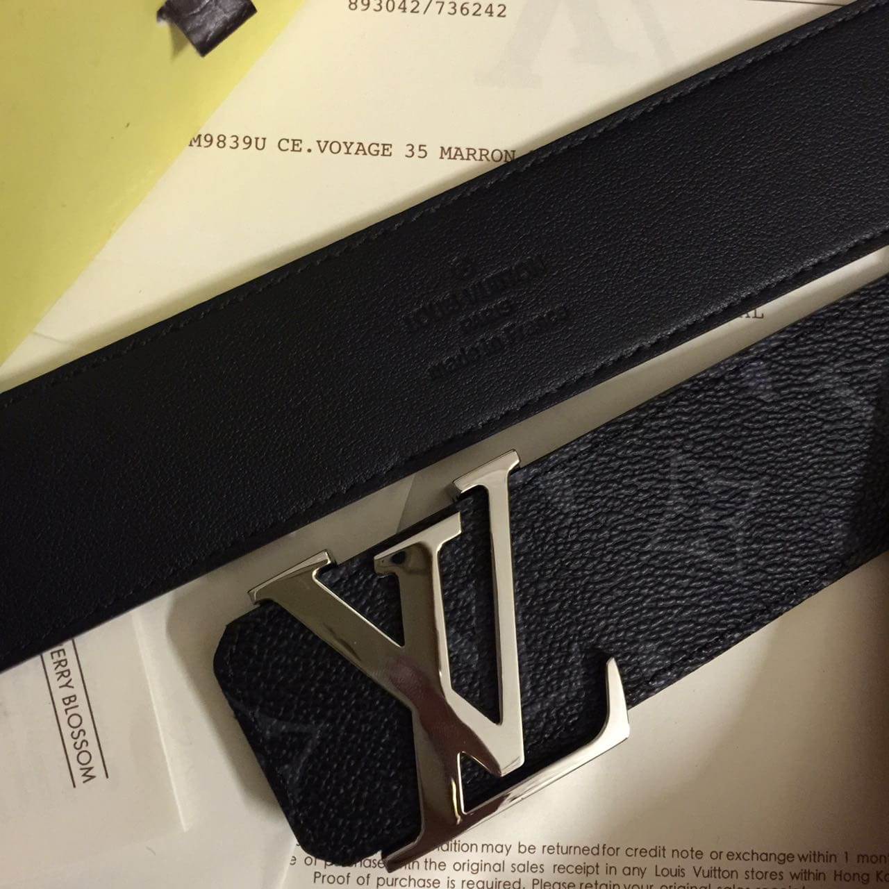 พร้อมส่ง เข็มขัด l belt monogram สีเทา