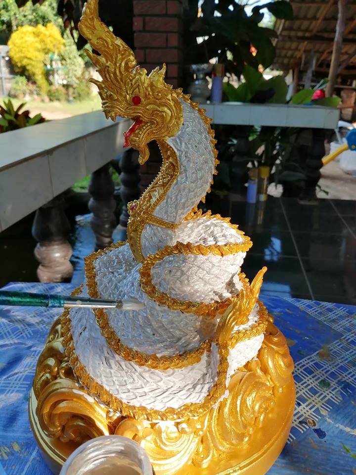 รูปหล่อ พญานาค พญามุจลินท์นาคราช พร้อมลูกแก้ว (งานหล่อเรซิ่นคุณภาพเกรดA) (สูง10.9 ฐานกว้าง7.5 นน.2.5กก) (ขายปลีก ขายส่ง)