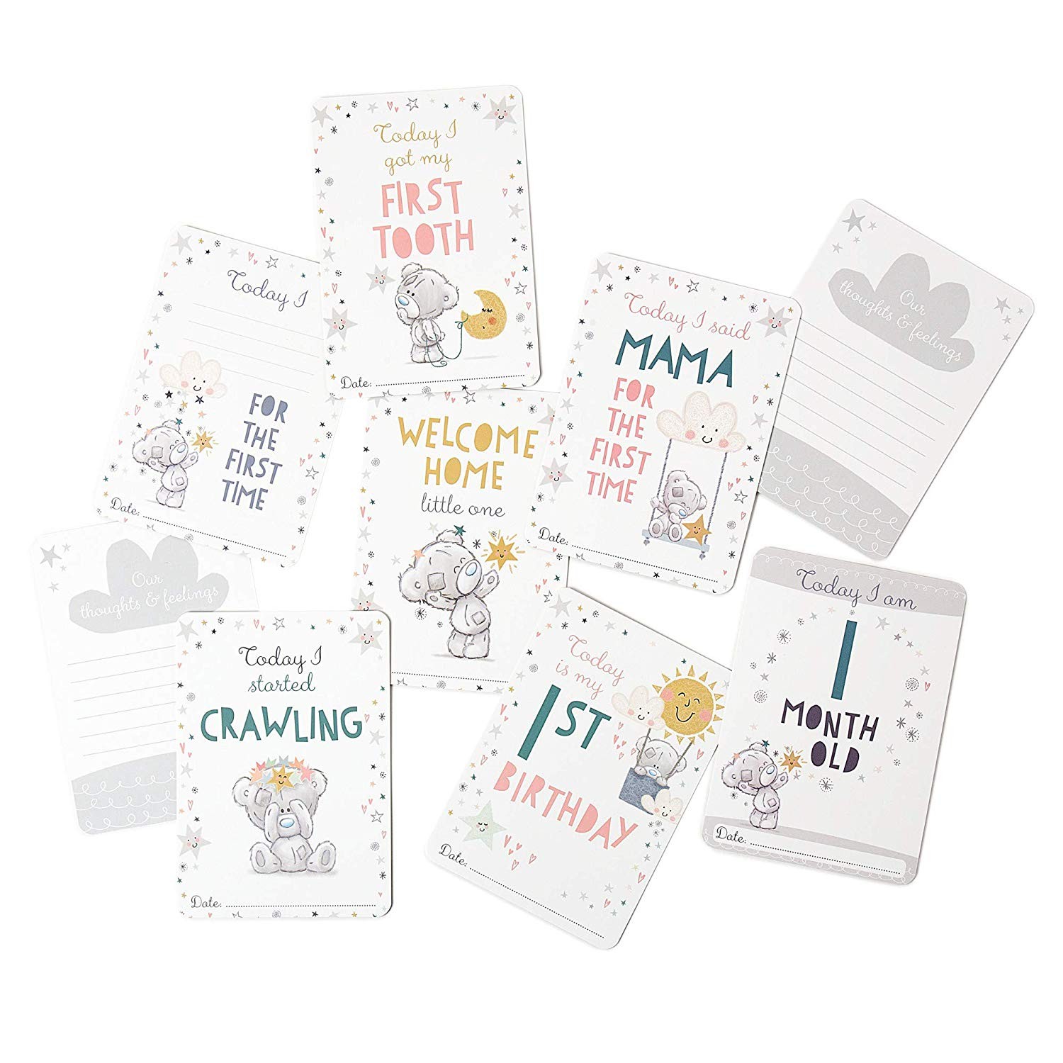 การ์ดไมล์สโตนอายุและพัฒนาการของลูกน้อย Carte Blanche Me to You Tiny Tatty Teddy Milestone Baby Cards