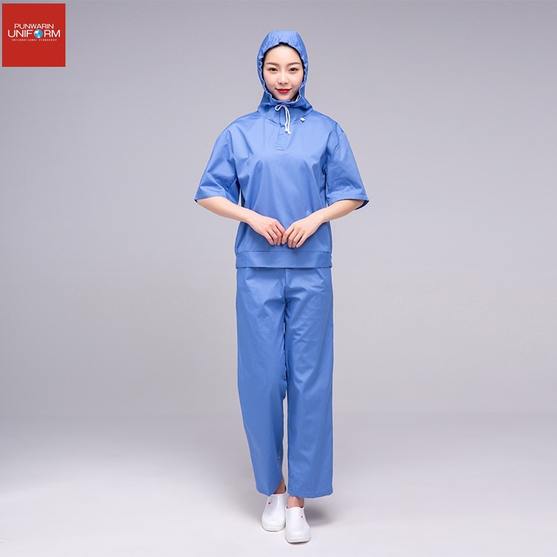ชุดพนักงานโรงงานอาหาร ชุดพนักงานประชุมเชิงปฏิบัติการปลอดเชื้อการประมวลผล ชุดพนักงาน QC QC6810002 สีภาพ S-2XL