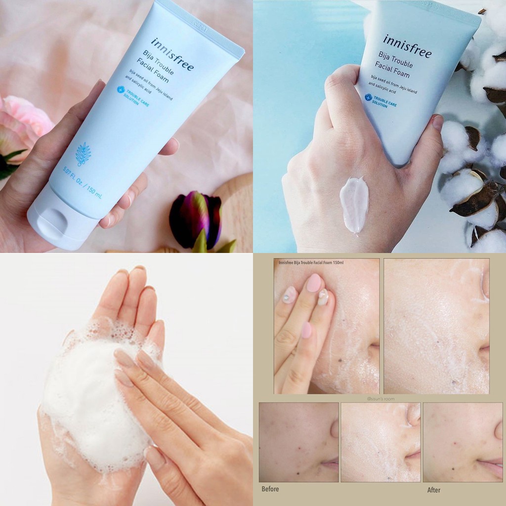 (ลอตใหม่ Exp 2025) Innisfree Bija Trouble Facial Foam 150mL คลีนซิ่งโฟมเนื้อเนียนนุ่ม ช่วยทำความสะอาดใบหน้าได้อย่างหมดจด และปลอบประโลมผิวสำหรับผู้ที่มีปัญหาสิว