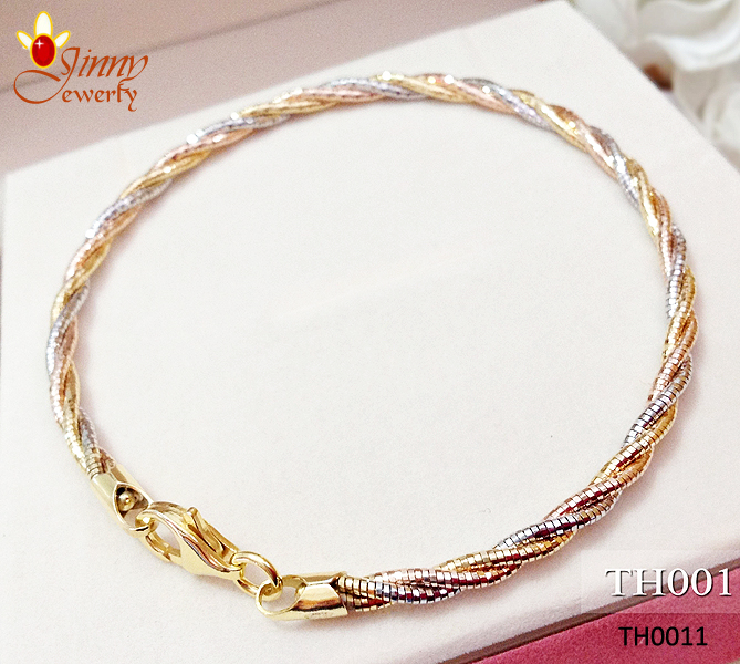 กำไลข้อมือ 3 กษัตริย์ ลายโอเมก้า Omeka 3 เกลียวตัดลาย(งานอิตาลี) 3.0 มิล