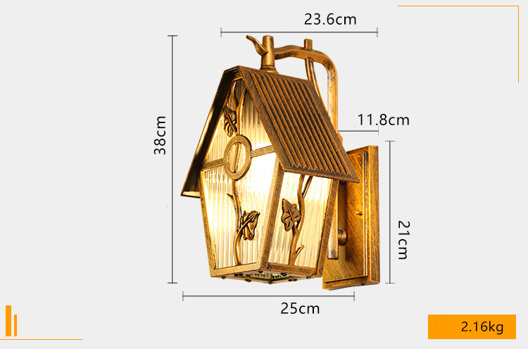 โคมไฟติดผนังโคมไฟติดระเบียงภายนอกทรงกระท่อมลายใบไม้ [VC0030]
