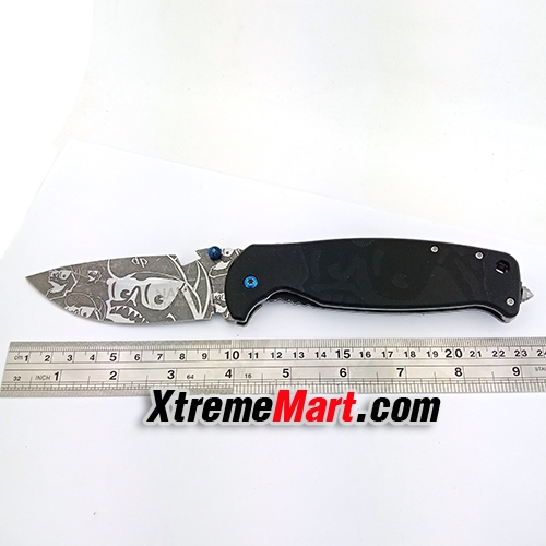 มีดพับ NAVY รุ่น K814A Stainless Steel Folding Knife-Frame Lock ด้ามจับ 2 สไตล์ G10&Stonewash (ใบลาย ด้ามสีดำ)