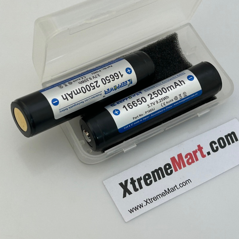 แบตเตอรี่ KeepPower 16650 3.7V 2500mAh มีวงจรป้องกัน Li-ion rechargeable battery P1665C (ราคาต่อก้อน)
