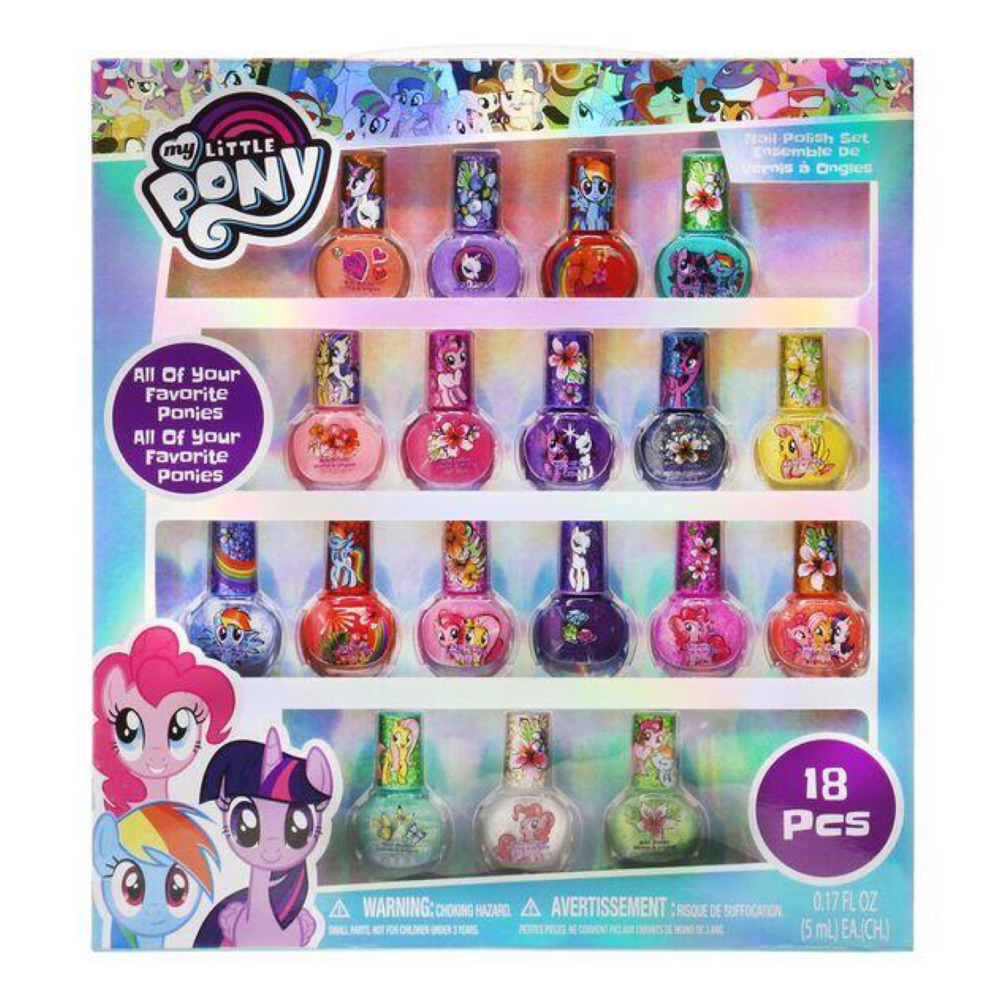 ชุดสีทาเล็บปลอดสารพิษสำหรับเด็ก TownleyGirl My Little Pony 18-Pack Nail Set