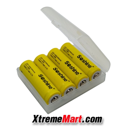แบตเตอรี่ชาร์จ Soshine 14500 AA 3.7V 900mAh Li-ion แบบไม่มีวงจรป้องกัน สีเหลือง-ขาว ของแท้(แพ็ค 4 ก้อน)