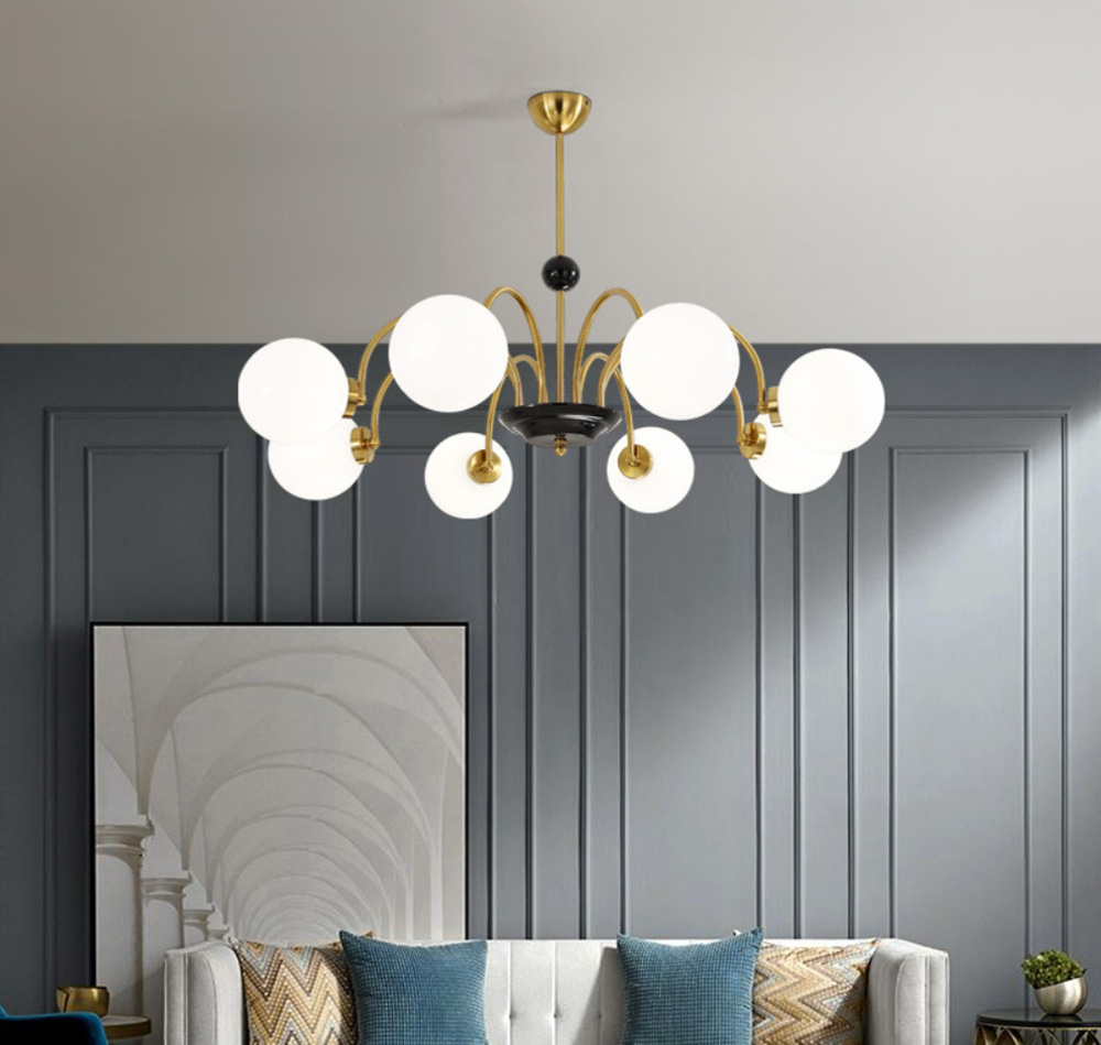 โคมไฟแขวนเพดาน Medieval French glass โป๊ะโคมทรงกลมสีขาวนม [AL-6464]