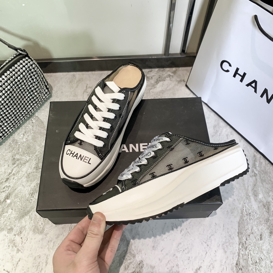 รองเท้าผ้าใบ cn sneakers เปิดส้น ไซส์ 34-40 สีดำ ขาว เขียว