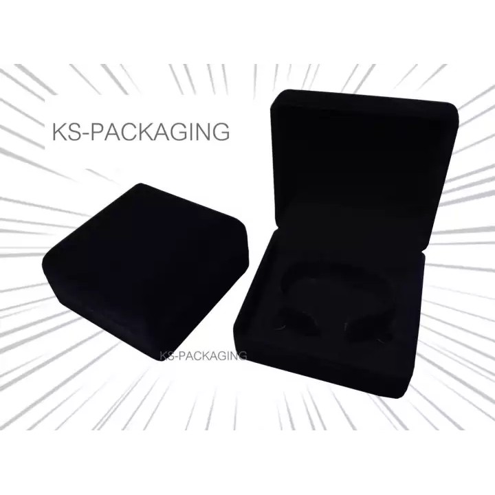 กล่องกำมะหยี่ใส่นาฬิกา กำไล สร้อยข้อมือ สีดำ กล่องใส่เครื่องประดับราคาโรงงาน เกรดA