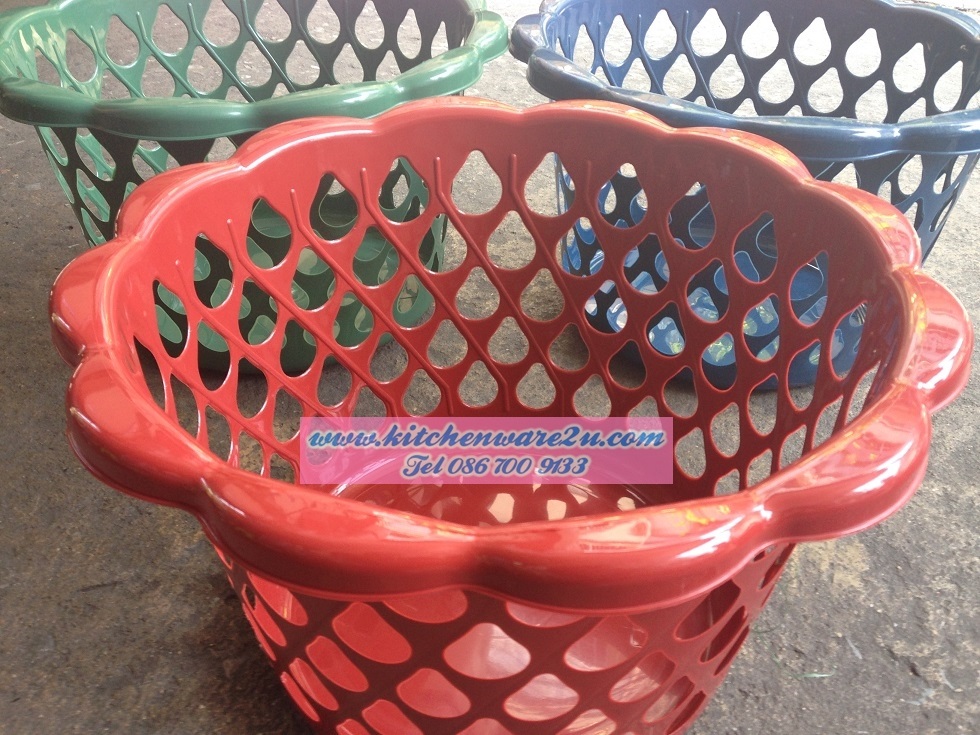 P08886 ตะกร้าผ้า ขอบหยัก ลายหยดน้ำ (43*43*26 cm) ดีไซน์ใหม่ No.214 ราคาส่งต่อ 12 โหล: 144 ใบ:เฉลี่ย 220 บ/โหล
