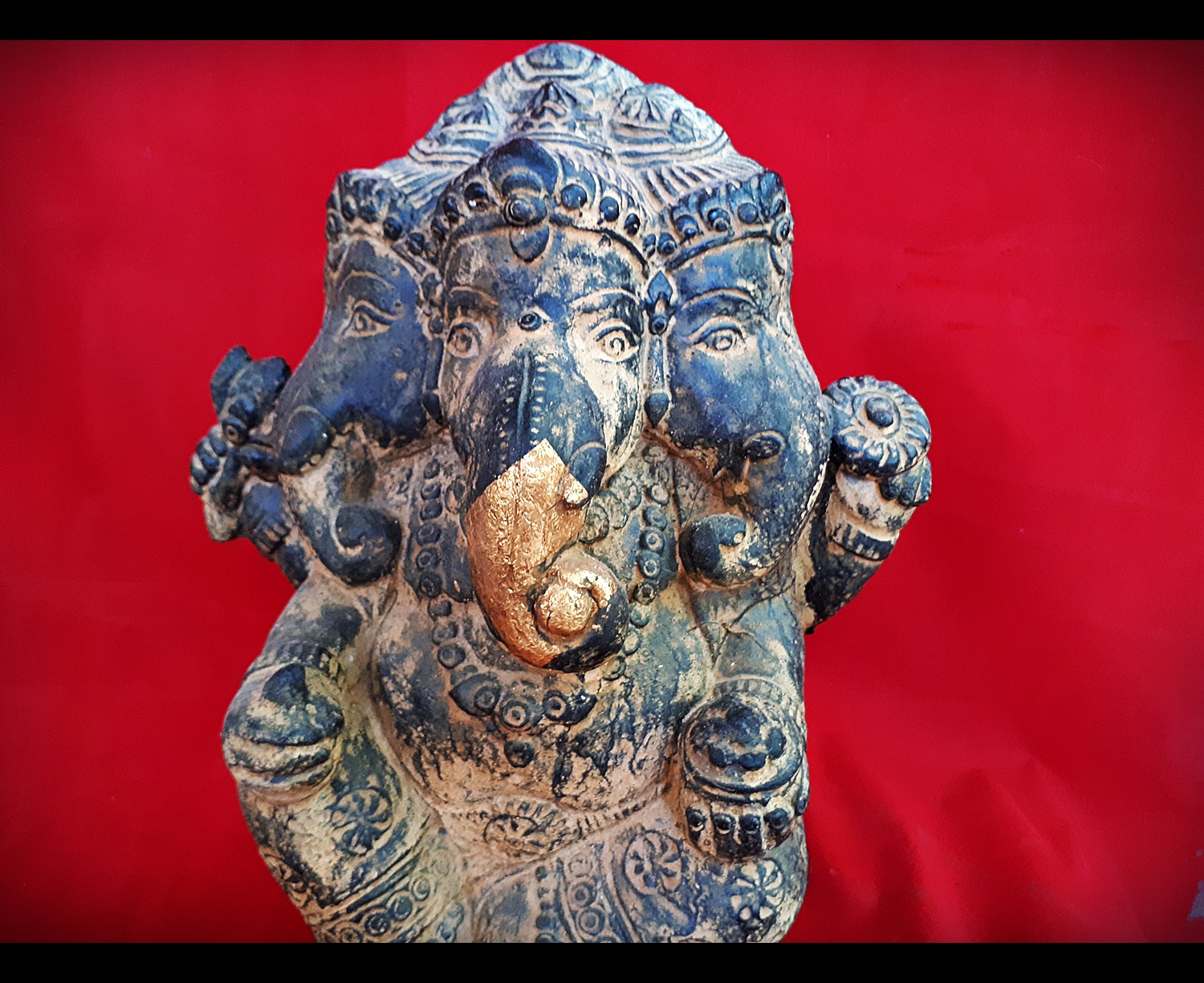 พระพิฆเนศ ปางประทานพร ทำเก่าโบราณ หน้าตัก 9นิ้ว เนื้อหิน