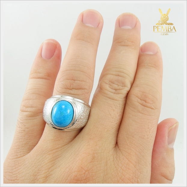 แหวนเทอร์คอยส์แท้ อัญมณีฟ้าเขียว ปกป้องภยันอันตรายต่างๆ แหวนพลอยแท้