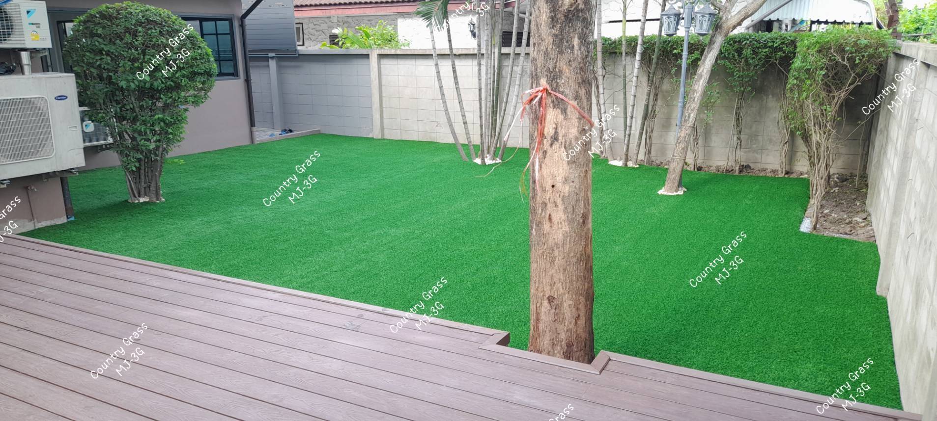 หญ้าเทียม 3 ซม.เกรดมาตรฐาน สีเขียวล้วน หลังดำ สานตาข่าย ปูพื้น แต่งสวน