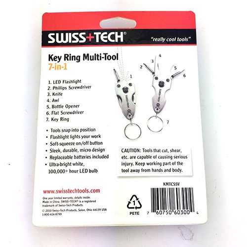 SWISS+TECH Key Ring Multi-Tool 7-in-1 อุปกรณ์เอนกประสงค์มาในรูปแบบพวงกุญแจ (สีเงิน)