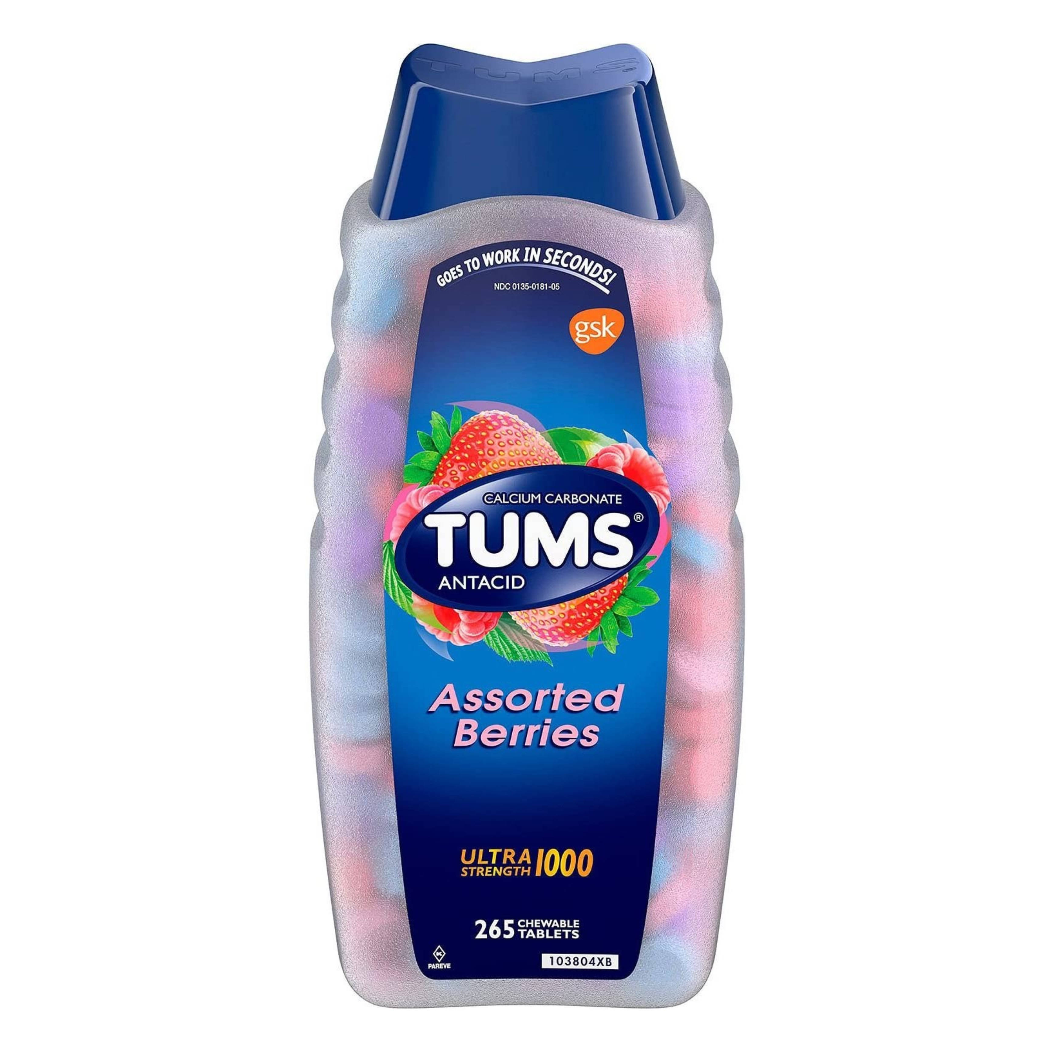 เม็ดเคี้ยวบรรเทาอาการกรดไหลย้อน TUMS Antacid Ultra Strength 1000 - Assorted Berries (265 Chewable Tablets)