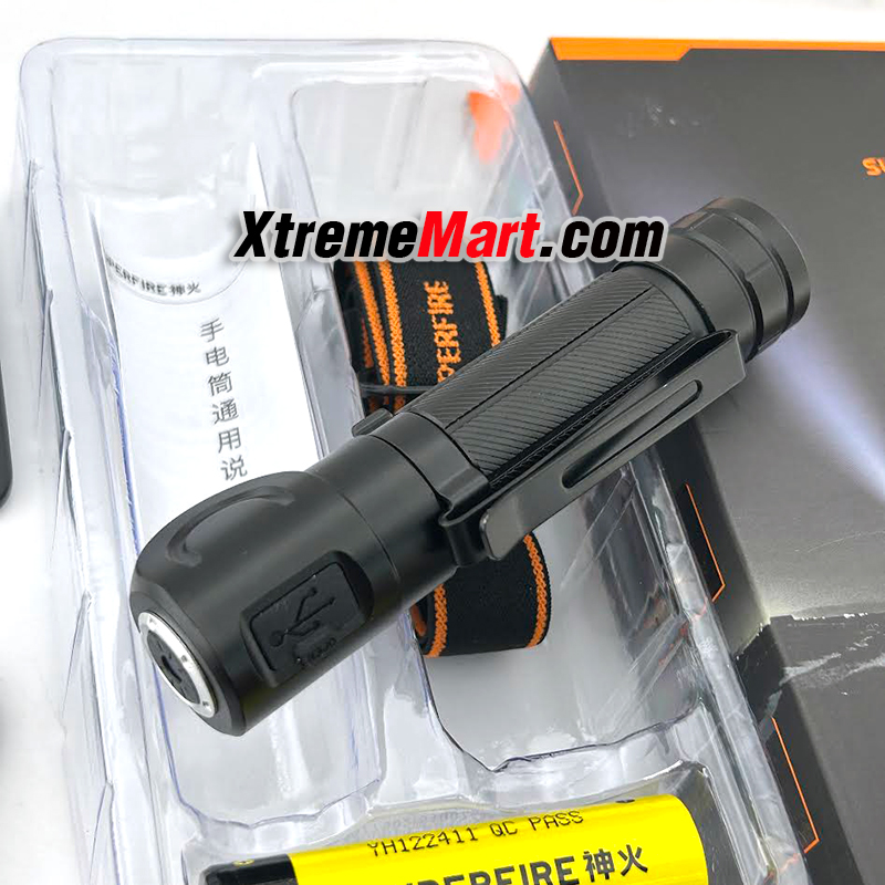ชุดเซตไฟฉาย SuperFire รุ่น TH04-S แสงขาว 1200 ลูเมน 6โหมด USB Rechargeable