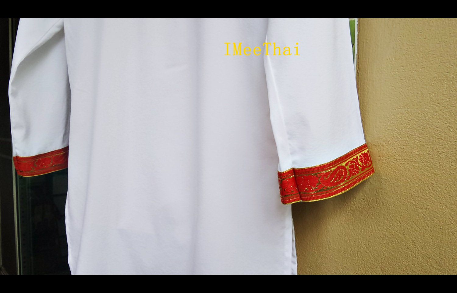 เสื้อขาว โอม พระพิฆเนศ ตรีศูล ขลิบแทบแดง