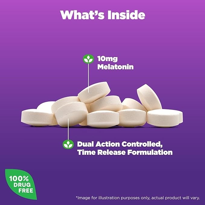 วิตามินเสริมการนอนหลับสำหรับผู้ใหญ่ NATROL Melatonin Advanced Sleep Time Release 10mg Maximum Strength (60 Tablets)