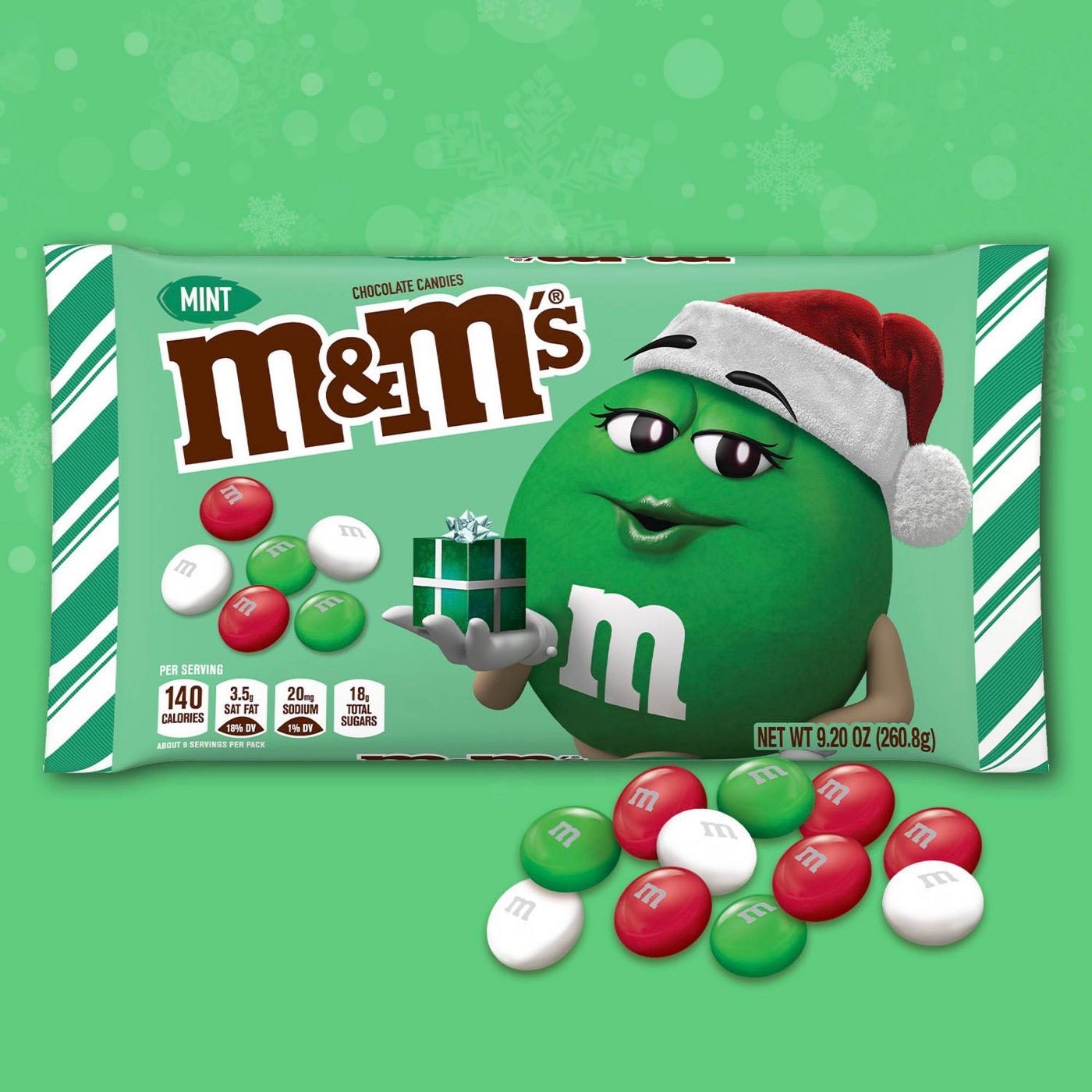 ขนมช็อกโกแลตคริสมาสต์ M&M's Holiday Chocolate Candies - Mint