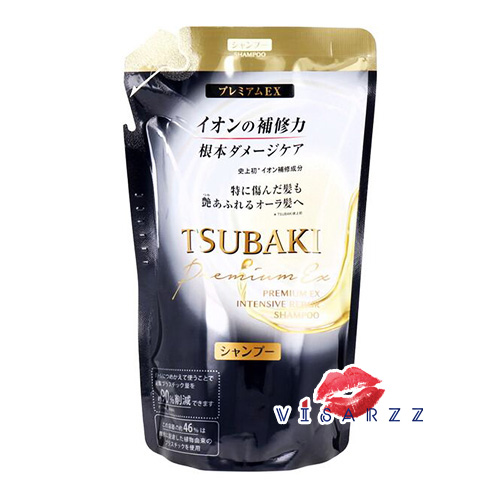 (ถุงดำ Refill Shampoo 330mL) Tsubaki Premium EX Intensive Repair Shampoo Refill 330mL สูตรเพื่อบำรุงผมที่แห้งเสียเป็นพิเศษ ให้ผมกลับมานุ่มลื่น เรียงตัวสวย มีออร่าเหมือนเก่า