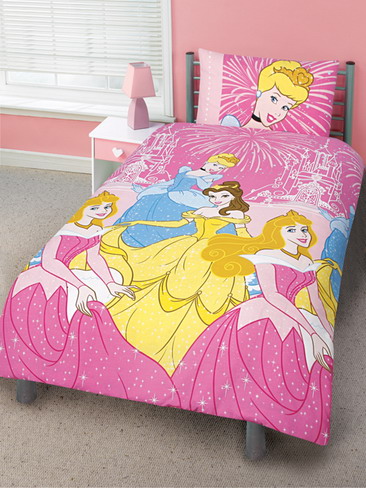 ชุดปลอกผ้าห่มและปลอกหมอนเตียงเดี่ยว Disney Princess Duvet Cover and Pillowcase Shimmering Design จากอังกฤษ