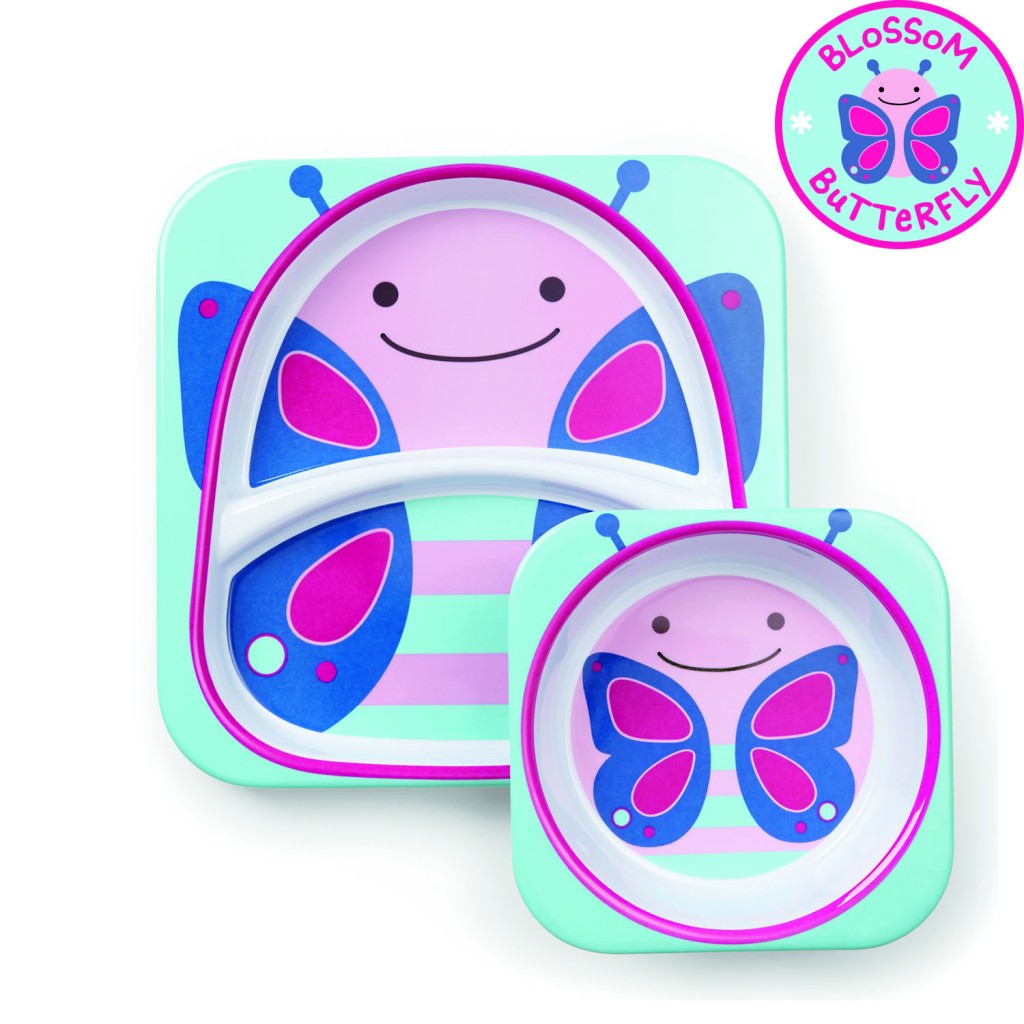 จานและชามบรรจุอาหารสุดน่ารัก Skip Hop รุ่น Zoo Melamine Set (Butterfly)