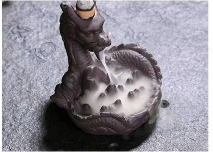 ที่วางกำยาน มังกร พ่นควัน (ขนาด ฐาน 13.8cm*14.5cm) (วัสดุเซรามิก)