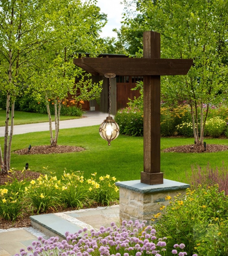 โคมไฟแขวนภายนอก European style ทรงกลมมีแก้วครอบหลอดไฟ [HDS-DD006]