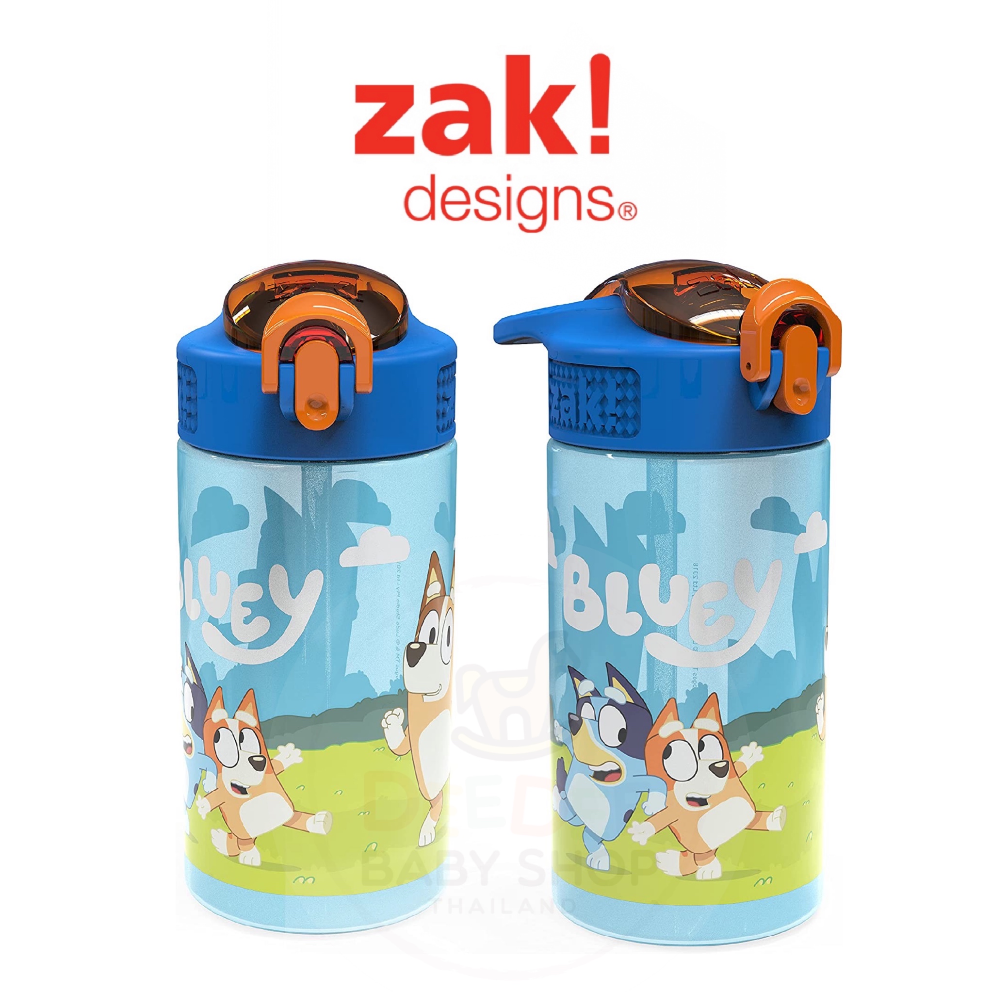 กระติกน้ำพร้อมหลอดดื่มสำหรับเด็ก Zak! Bluey & Friends 16 Oz. Reusable Water Bottle with Straw