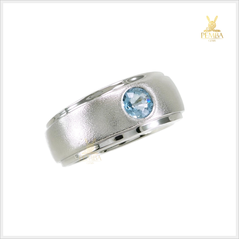 แหวนอะความารีนแท้ เรียบหรู ดูมีสไตล์ แหวนพลอยแท้