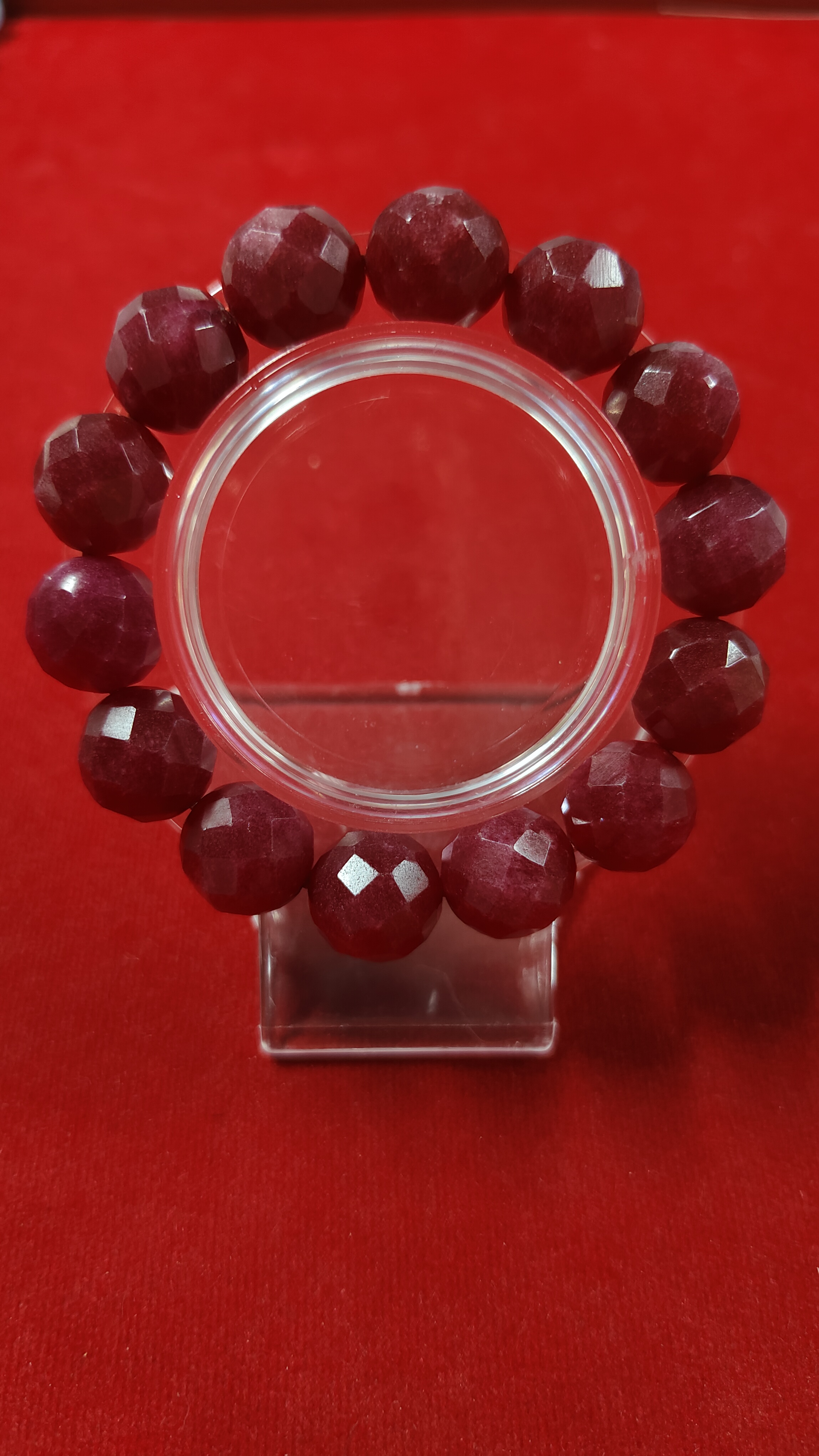 #ข้อมือหินทับทิมเจียเหลี่ยมรหัสbh-0049