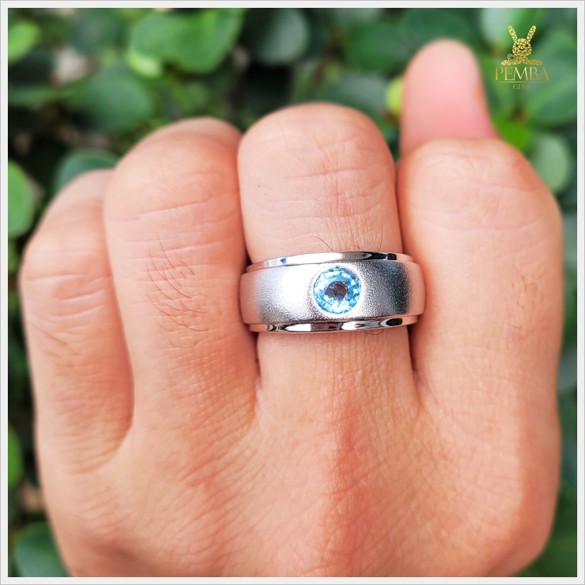 แหวนอะความารีนแท้ เรียบหรู ดูมีสไตล์ แหวนพลอยแท้