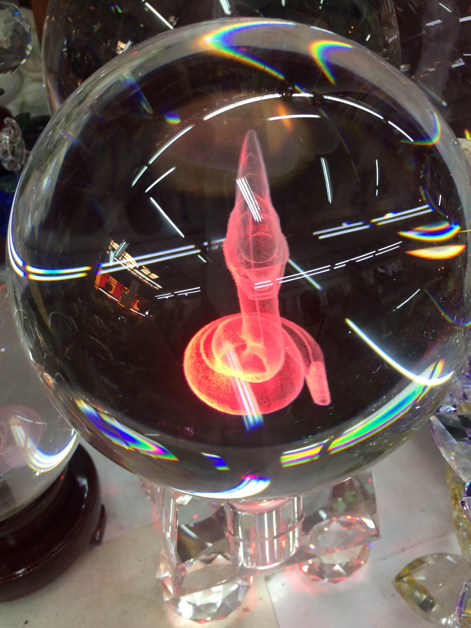 ลูกแก้ว ลูกขนาดใหญ่ ลายพญานาคราช 3มิติ พร้อม ไฟส่องสว่าง ขนาด 8 นิ้ว (20ซม.)