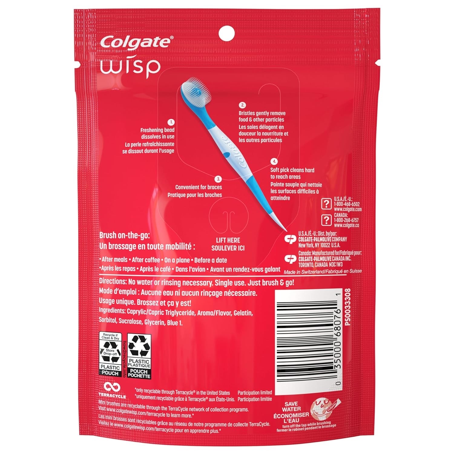 แปรงสีฟันพร้อมยาสีฟันแบบพกพา Colgate Wisp Max Fresh